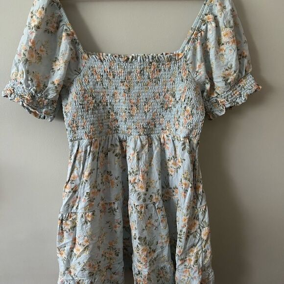 American eagle floral mini  frilly puff sleeve dress M - Picture 5 of 9